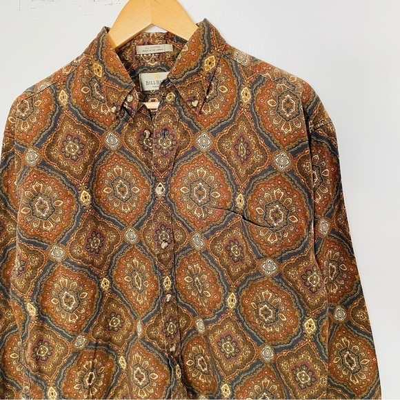 💫 VTG Ornate Burnout Kaleidoscope Print All Over Button Down Cotton Shirt - Picture 1 of 5